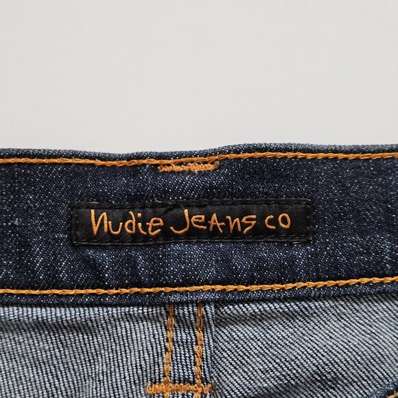 Nudie Jeans Mens 29x34 Blue Dark Straigh Leg Stretch Italy Organic Cotton Preppy - Picture 3 of 16
